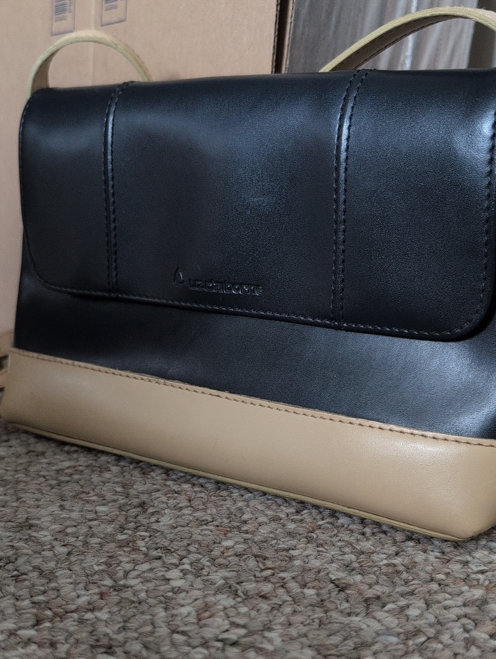 Liz Claiborne Two-Tone Black and Tan Women’s Shoulder Bag